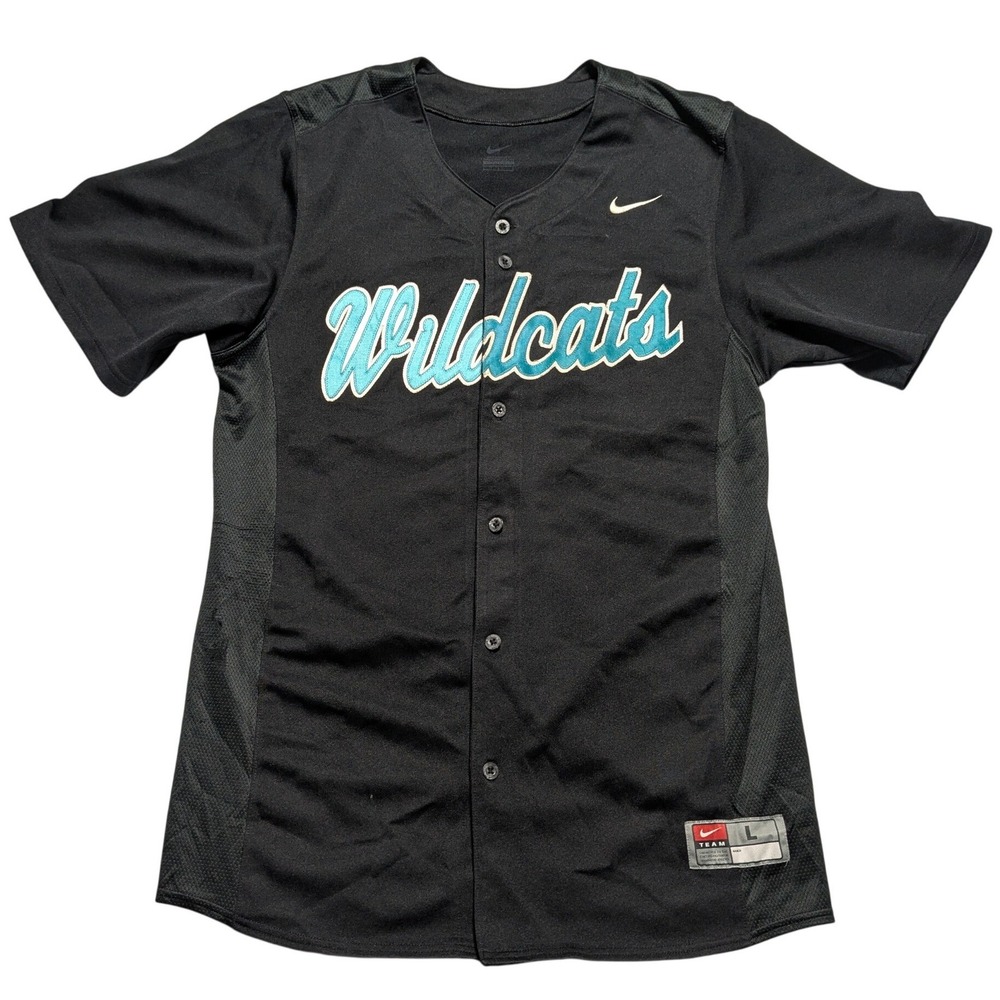 Nike Team Wildcats Baseball Jersey Black Teal Number 27 Mens Large Button Up